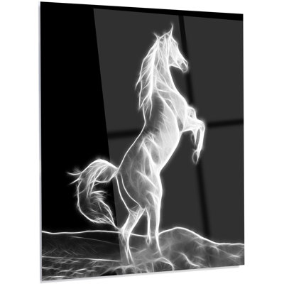 « large white cheval sculpture », impression sur métal