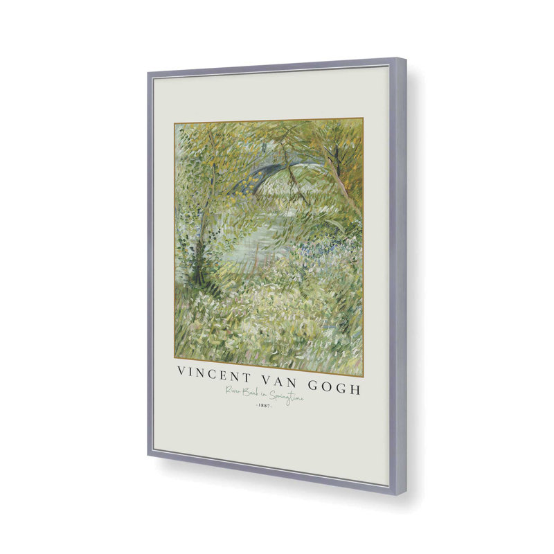 Van Gogh's River Bank in Springtime, reproduction encadrée, H 37,25 po x l 25,25 po x P 1,25 po, Chrome poli