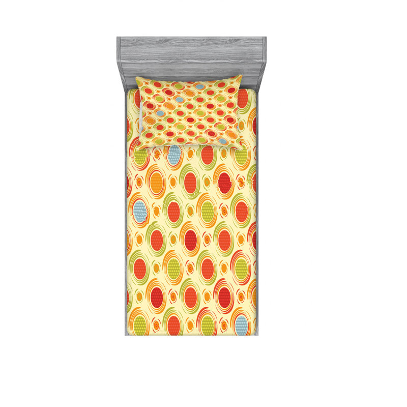 Microfiber Sheet Set, Twin XL Sheet Set with Fitted Sheet, Big Little Circles Diagonal Geometric