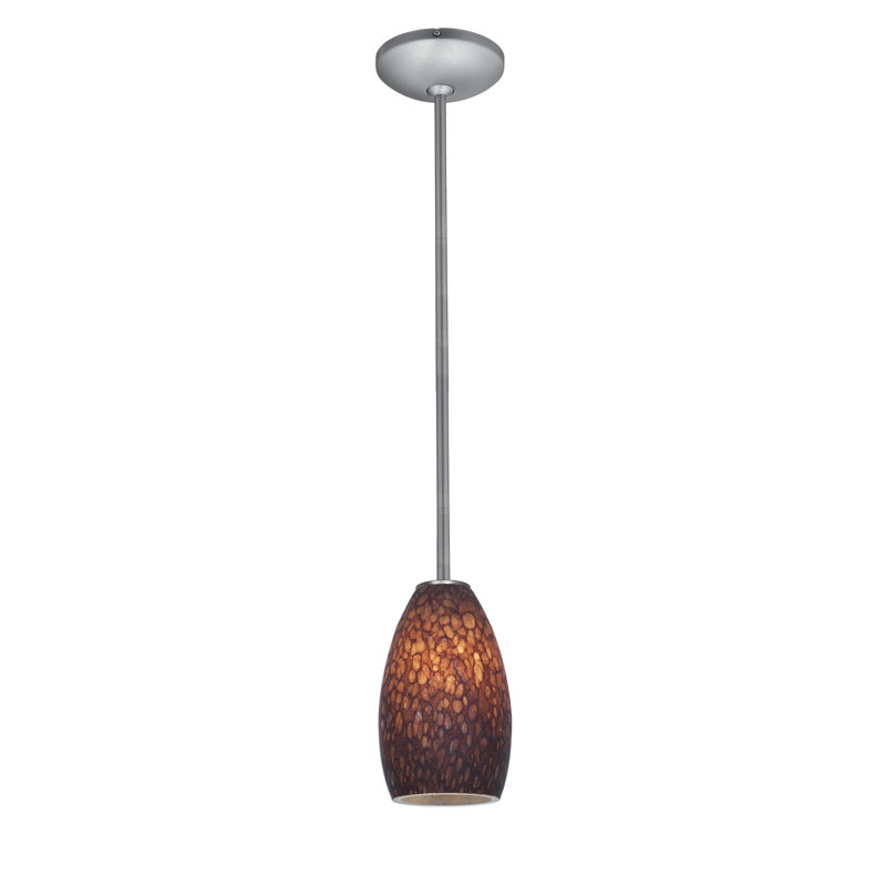 Luminaire suspendu à 1 lumière Carballo, Acier brossé, Brun pierre
