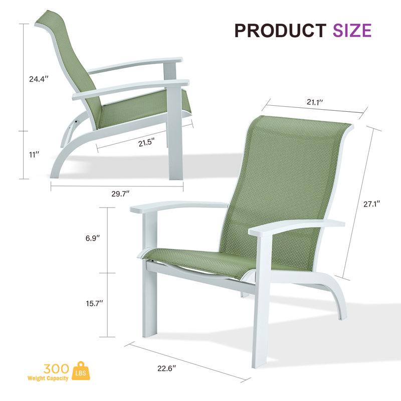 Eillet Outdoor Adirondack Chair, White, Green
