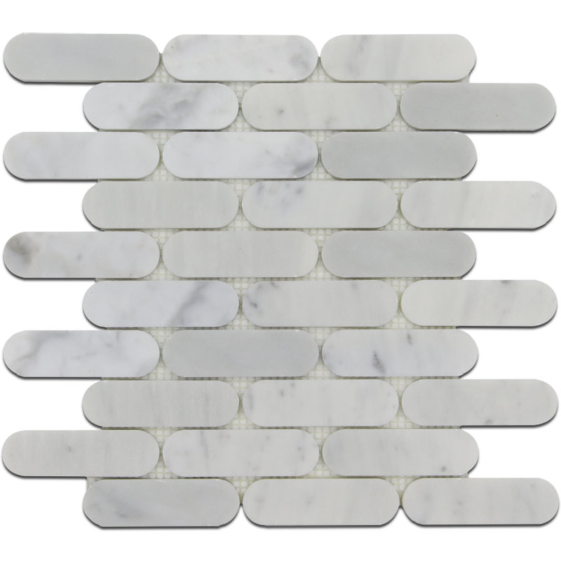 Eclipse Marble Mosaic Subway Tile, White