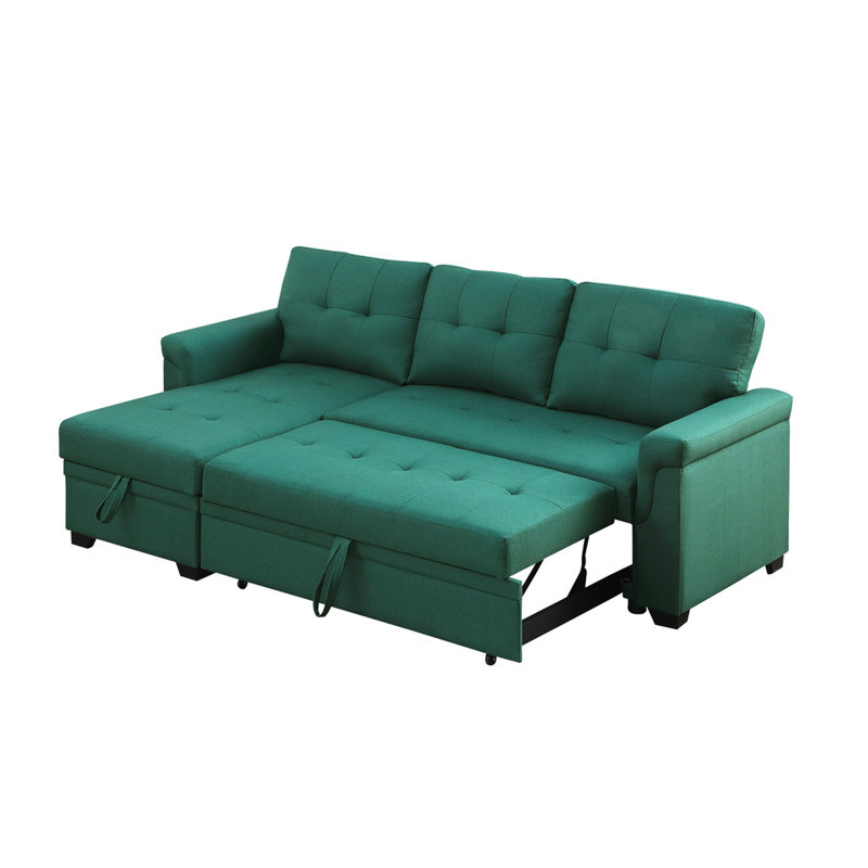 Canapé-lit modulaire réversible en lin Oolitic, Tissu bleu
