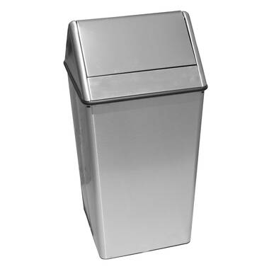 Witt Stainless Steel Square Swing Top Trash Can, 36 Gallon