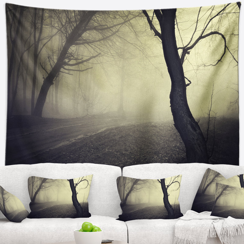 Tapisserie de la forêt automne avec accessoires suspendus en polyester de vieilles allure, H 50 po x l 60 po
