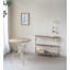 D31.5x31.5 "Table ronde en bois avec pieds à volutes en métal