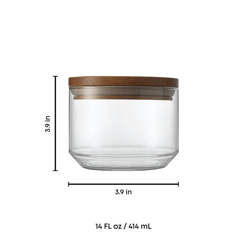 Holden Stackable Glass Storage Canister Set with Wood Lids