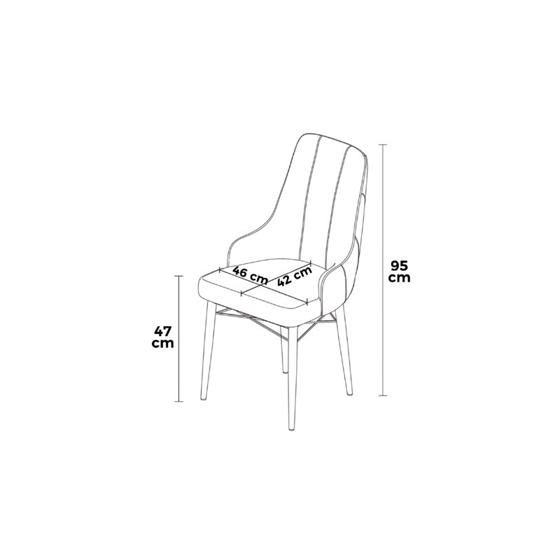 Ensemble de chaises modernes (2 pièces), anthracite et brun, 18,1 po x 37,4 po x 16,5 po | Structure 100% métal avec pieds en bois, dossier confortable en 22 et 28 sièges en mousse | Conception élégante pour la maison et le bureau
