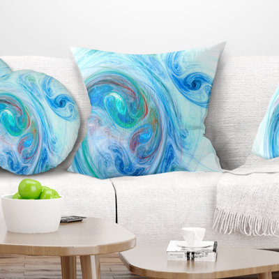 Light Blue Fractal - Abstract Printed Pillow