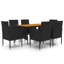 ClassicLiving 7-piece. Garden Dining Set Poly Rattan Black Dining Set 7 6 Yes 6 Rattan;Metal;Solid Wood Acacia Rectangular-92499774-92499775