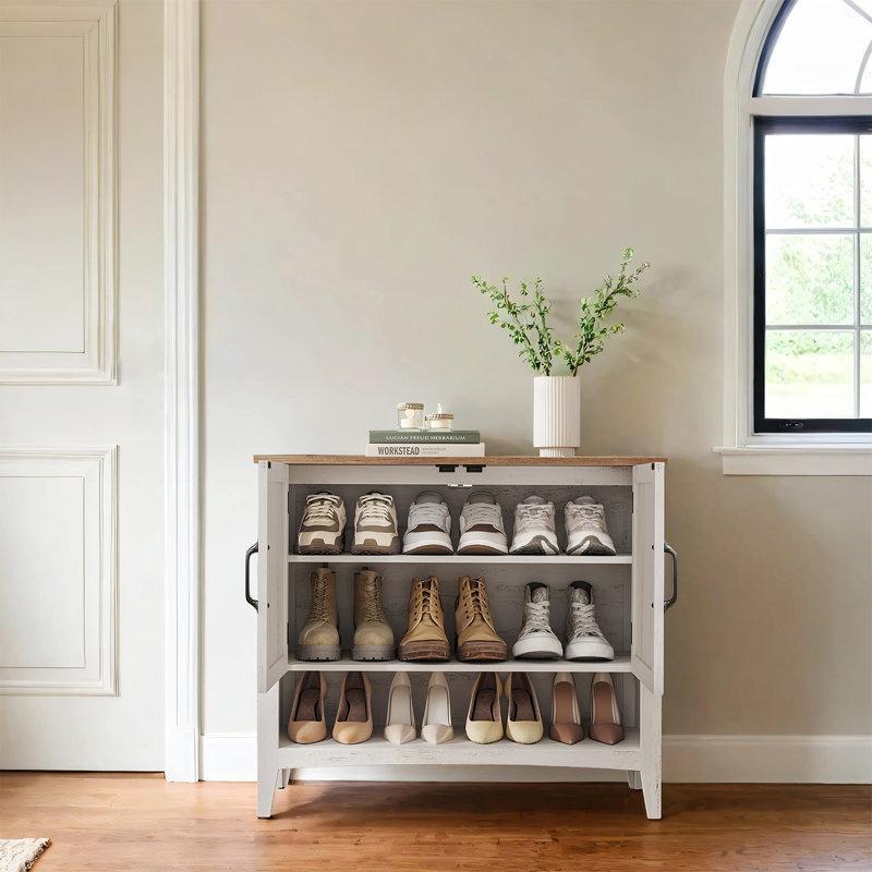 12 Pair Stackable Shoe Storage Cabinet