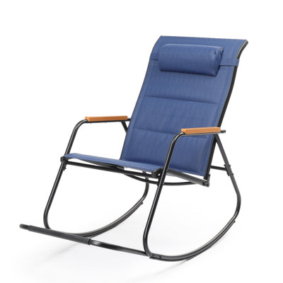 Chaise berçante de patio avec repose-pieds et coussin de tête Teslin