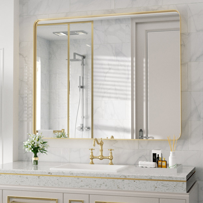 Miroir d'appoint Eitzen, 40 po x 30 po, Or brossé