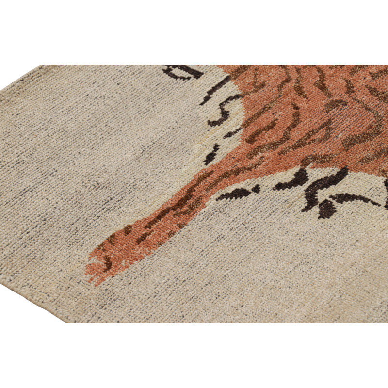 Burano Hand Knotted Wool Animal Print Area Rug, Rectangle 4' x 5'