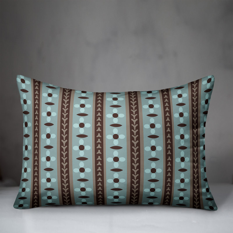 Coussin lombaire Folk Flower, Bleu / Brun