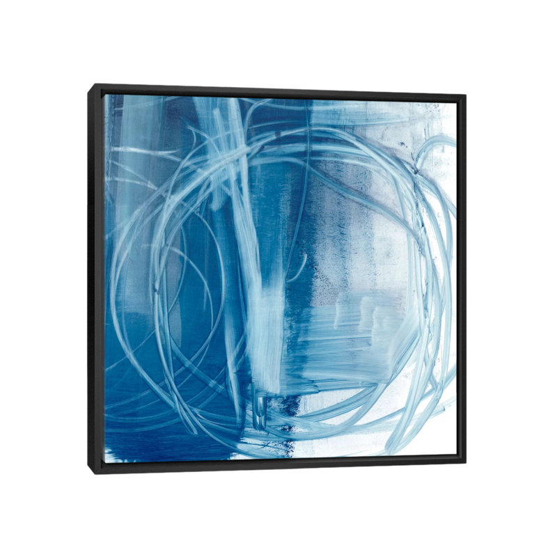 « indigo expression iii », reproduction d’impression sur toile, H 18 po x l 18 po x P 1,5 po, Toile avec cadre noir