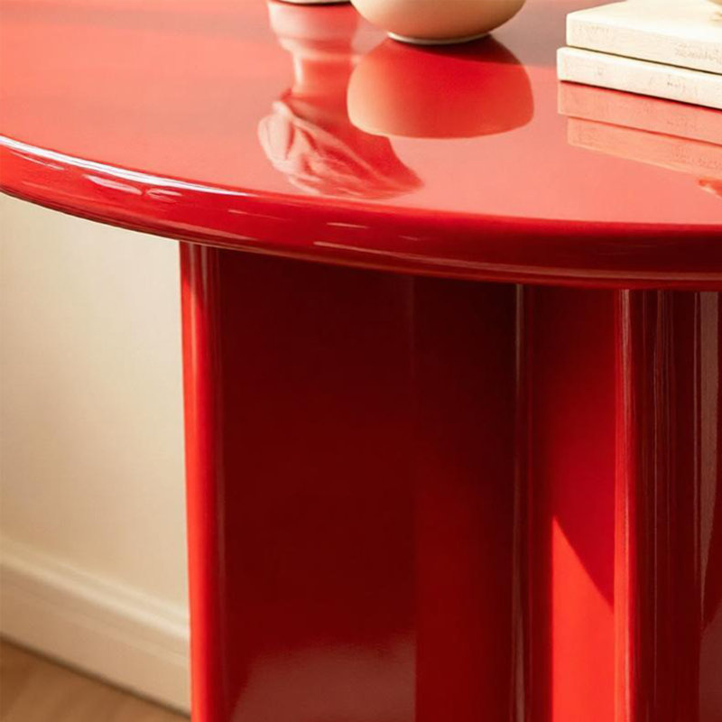 Console moderne semi-circulaire de couleur unie, H 33,46 po x l 47,24 po x P 13,78 po, Rouge, Rouge, Rouge
