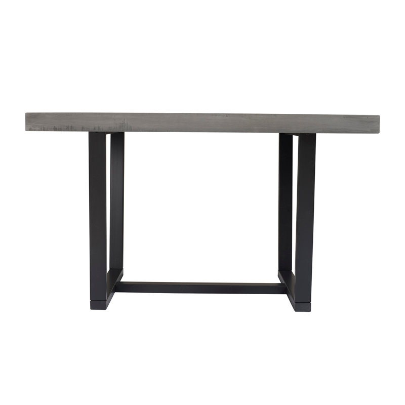 Rustic Metal and Solid Distressed Dining Table, Gray