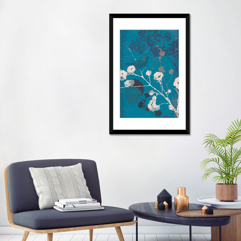 « oiseau i », impression sur toile, Papier d'art encadré noir, Blanc, H 24 po x l 16 po x P 1 po