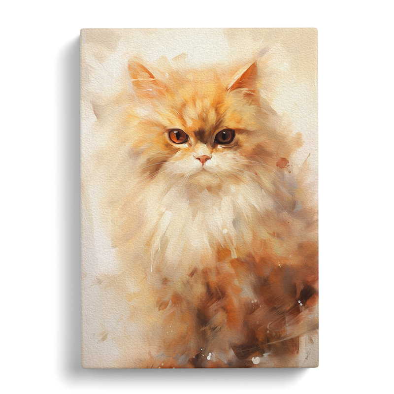 Persian Cat Gestural - Wrapped Canvas, 76cm H x 50cm W x 3cm D