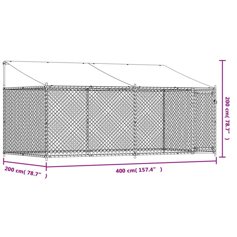 Alexy 200cm H Metal Yard Kennel, 200cm H x 400cm W x 200cm D