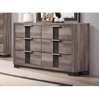 1pc Contemporary Dresser Six Drawers Metal knobs Bedroom Wooden Furniture