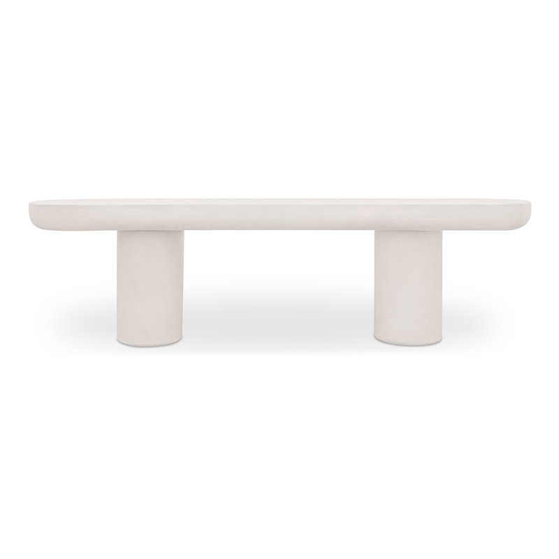Ansel Stone Garden Bench, Cream, 19.29"H x 68.11"W x 15.75"D