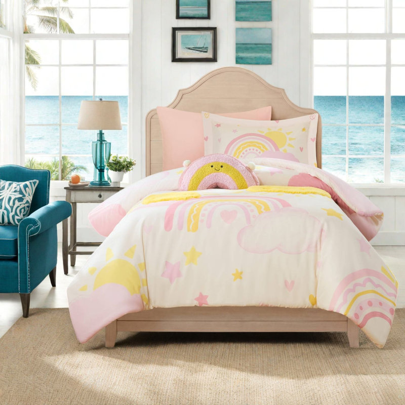 Pink Rainbow Bedding Sets, Twin Twin XL Microfiber Comforter Set
