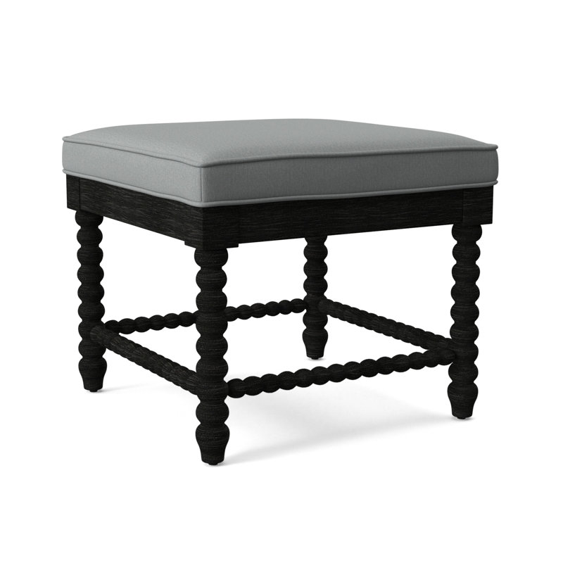 Lind Island Upholstered Bench, Wild Flower Blue; 0584-63, Antique Black Finish