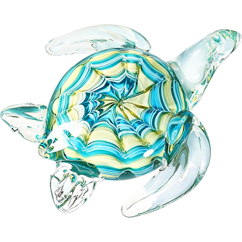 Blow molded glass turtle statue