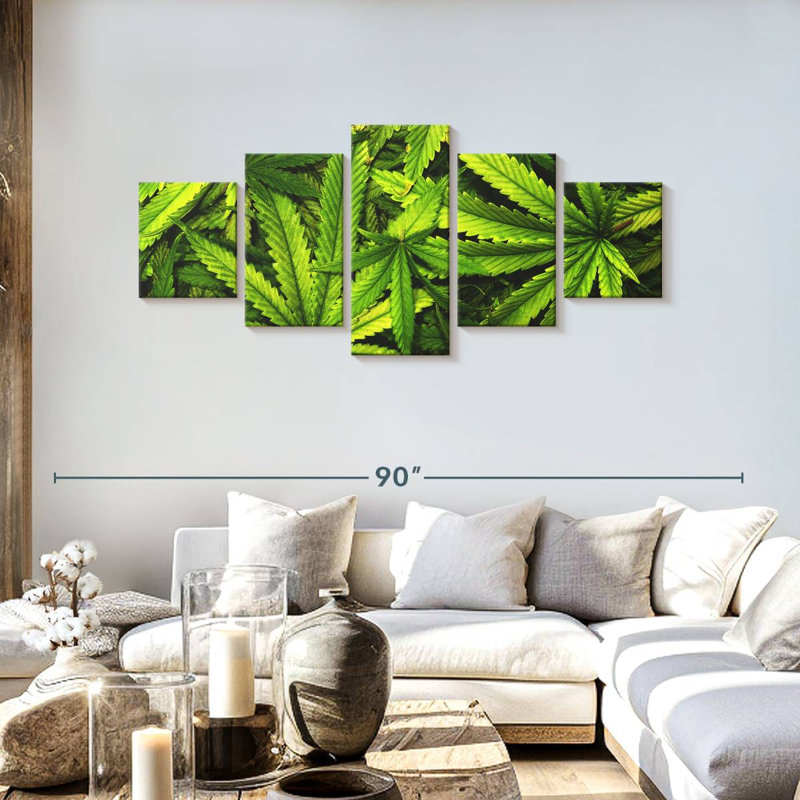 Jardin de feuilles de marijuana, H 30 po x l 68 po