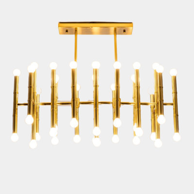 Lustre linéaire Spoutnik en fer 42 po Dimension - Luminaire suspendu moderne pour le salon et la salle à manger