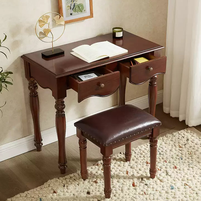 Bureau de rangement en bois d'hévéa brun foncé 39,37 po