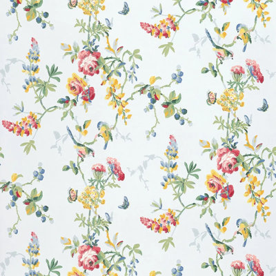Chickadee Floral Wallpaper