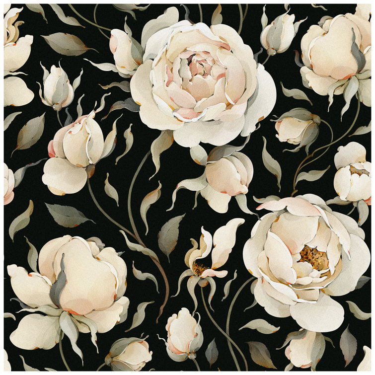 Ivory Floral Wrapping Paper Jumbo Roll 17 in x 60 ft Vintage Rose Flower  Gift