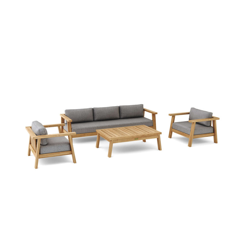 Palermo Outdoor 12 - Piece Teak Conversation Set, Cast Slate