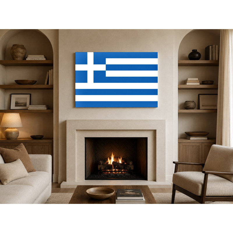 Drapeau de la Grèce sur toile - fierté nationale grecque, art mural, H 11 po x l 14 po