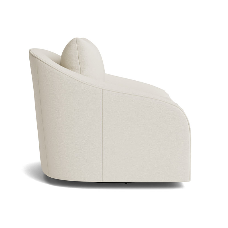 Laurel Upholstered Swivel Armchair, Greenwich Performance Leather - Cream