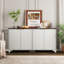 Buffet cannelé avec rangement, armoire d'appoint moderne en bois avec tablettes, console pour la cuisine, la salle à manger, le salon, le vestibule, le couloir
"