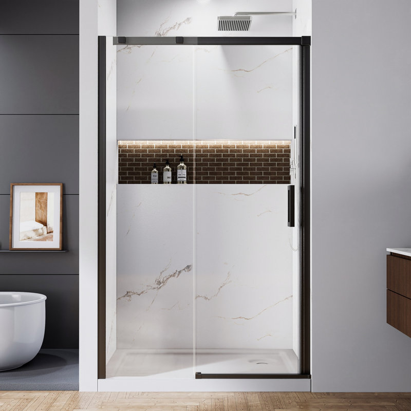 Porte de douche, porte de douche coulissante en aluminium avec quincaillerie en acier inoxydable durable