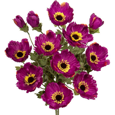 3Pcs 28.3" Purple Artificial Silk Poppy Flowers