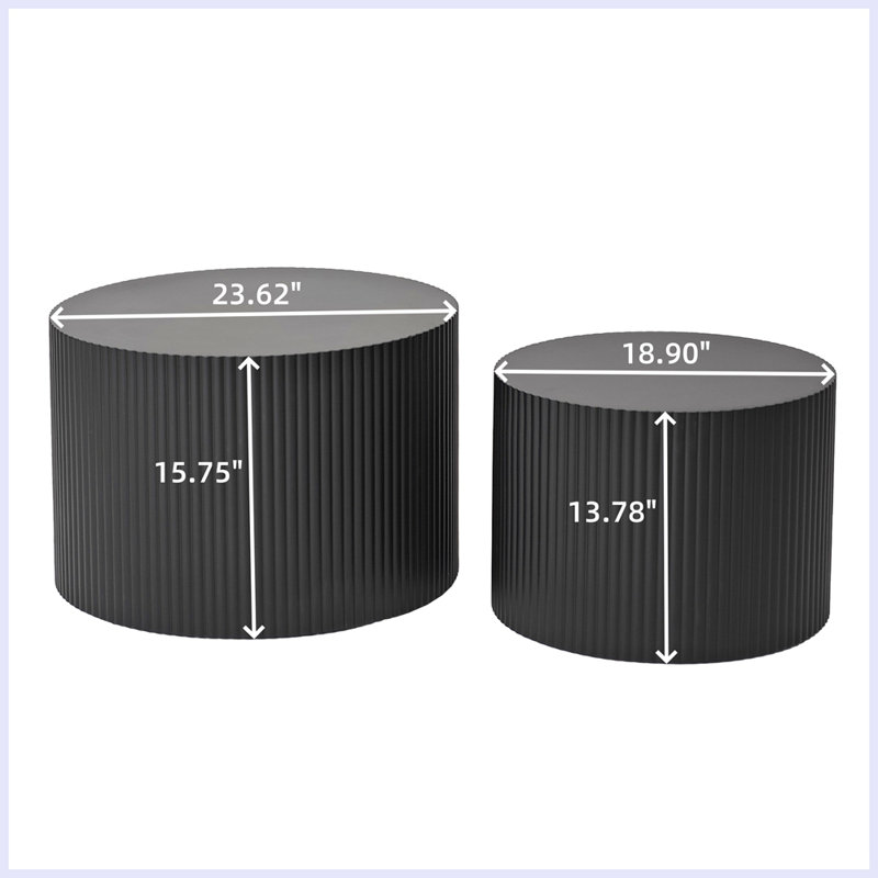 Ensemble de tables basses gigognes Wave, Noir, noir, noir, noir