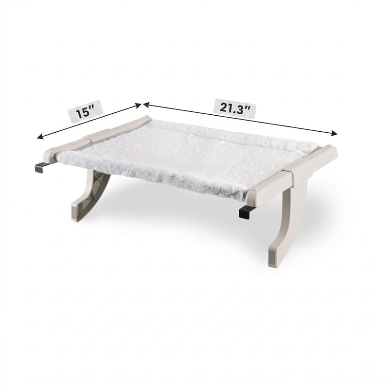 Perchoir pour chat pour fenêtre avec support de fenêtre, ajustement de la fente de serrage coulissante en une étape, hamac pour chat avec housse lavable, sans ventouses, pour rebord de fenêtre et de chevet, moyen