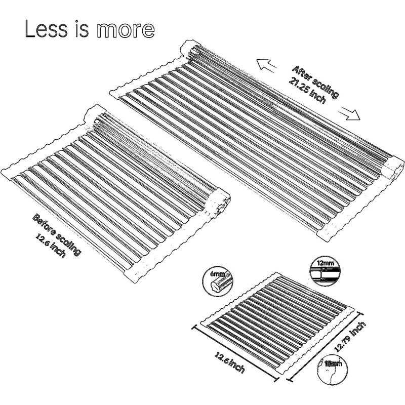 Expandable Roll-Up Dish Drying Rack For Kitchen Sink, Heat-Resistant Silicone Dish Drainer With Non-Slip Design, Retractable Over-The-Sink Storage Solution