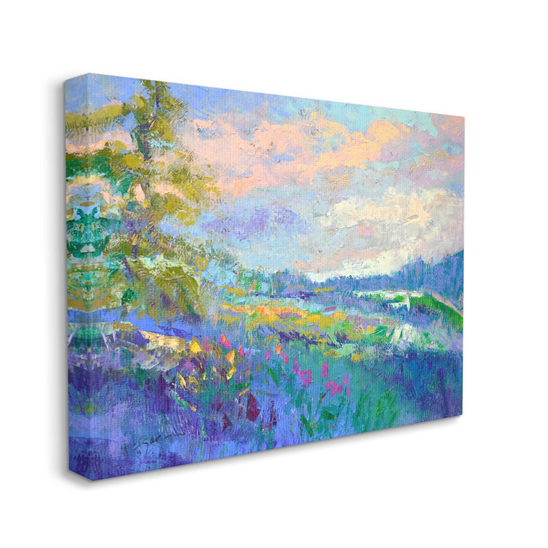 Modern Hill Woodland Landscape Canvas Print in Multicolor
