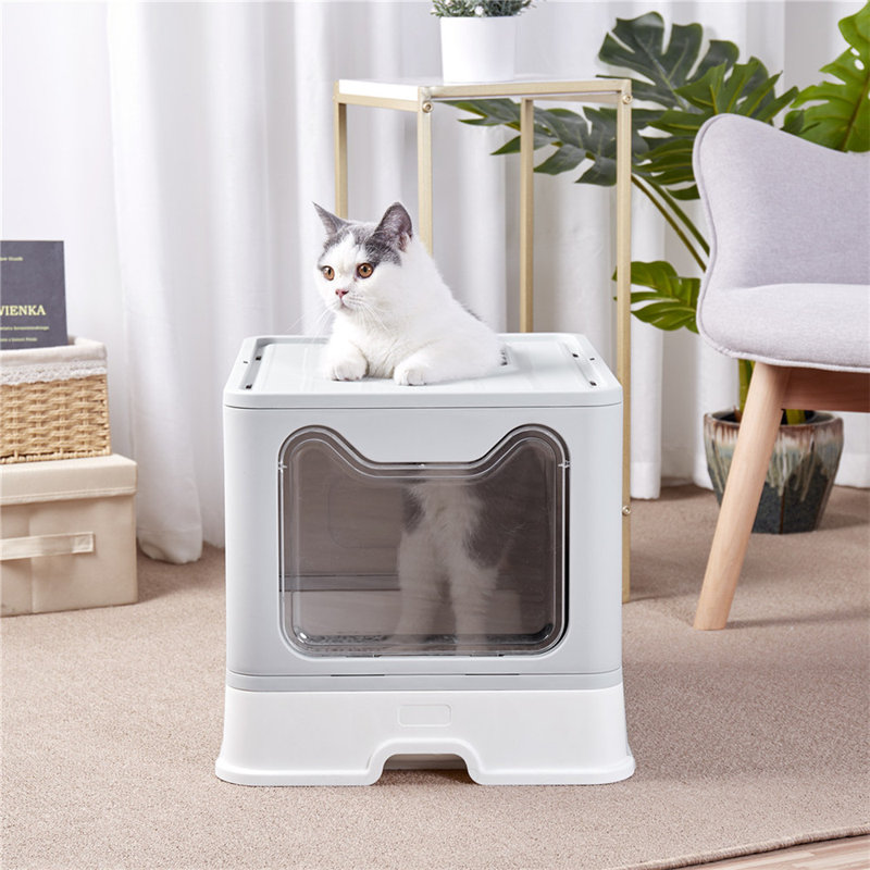 Kenya Plastic Litter Box Enclosure with Scoop, White