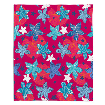 Couverture sherpa à la découpe rouge sea florals