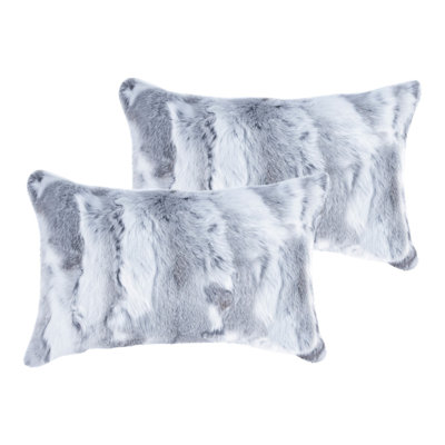 Set Of Two 12" X 20" Grey Natural Throw Pillows