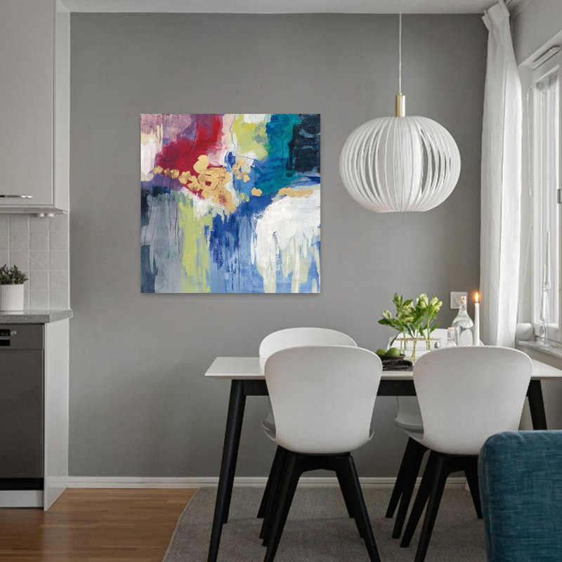 Étincelle contemporaine abstraite III avec art abstrait noir, H 32 po x l 32 po