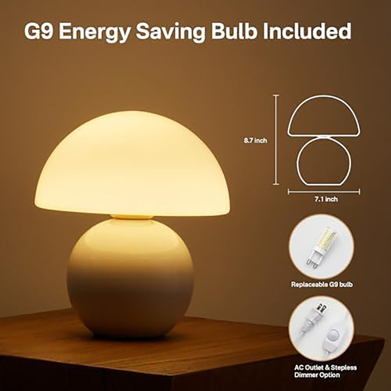 Lampe de table blanche avec champignon Mid-Century